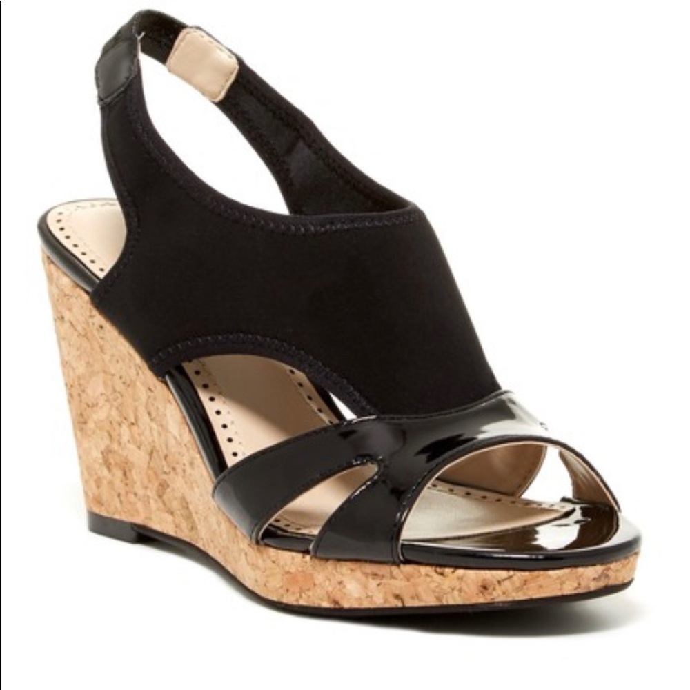 Adrienne Vittadini black open toe wedges